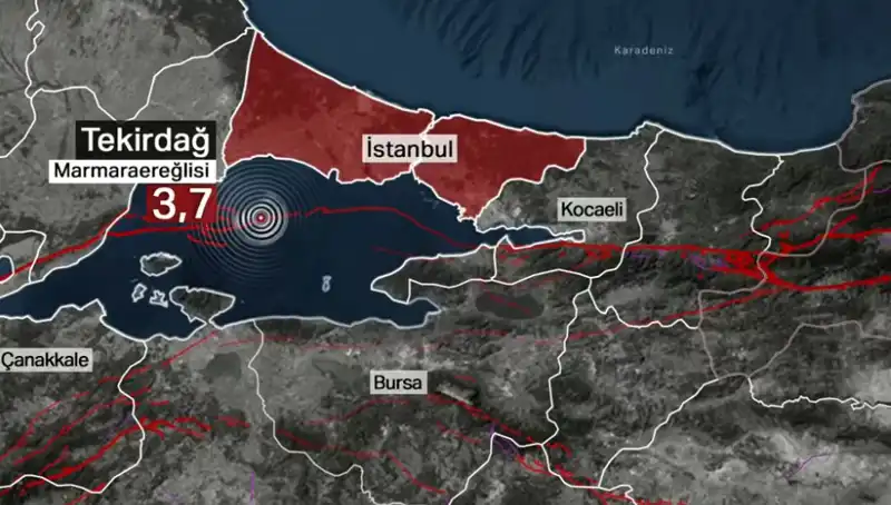 Marmara Denizi'nde Tansiyonu Yükselten 3,7 Büyüklüğünde Deprem Gerçekleşti!