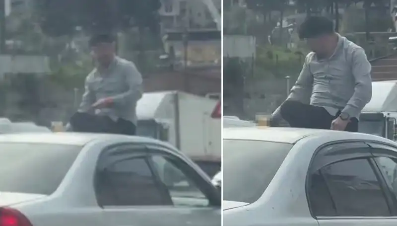 Trafikte Şok Eden Olay: Otomobil Üzerinde Eğlence Şovu!