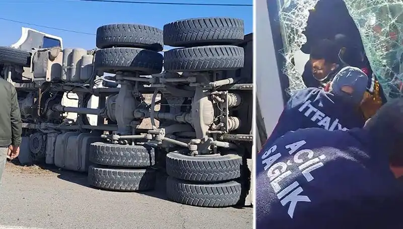 Virajı Alamayan Kamyon Yolda Dehşet Saçtı! Olay Anı Kameralarda